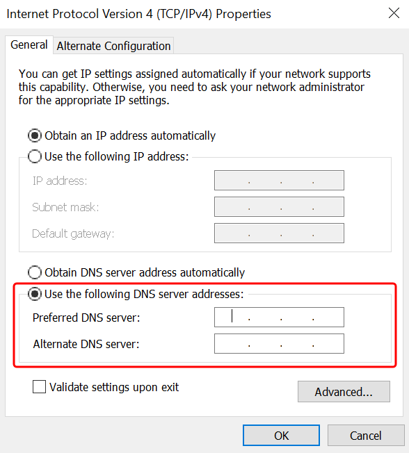 
          Setting DNS server addresses
        