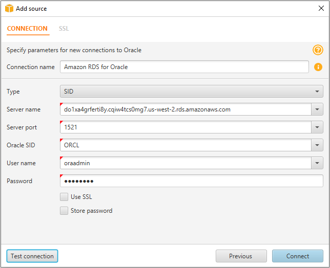
                     Connecting to an Amazon RDS for Oracle DB instance
                  