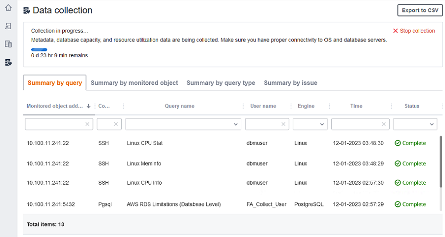 Data collection page