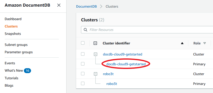 
                              Screenshot of clusters page with sample-cluster showing active
                                 status.
                           
