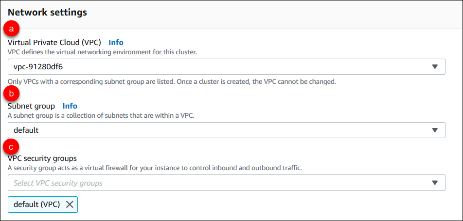 
                           Screenshot showing the network settings pane and the steps to configure the network settings.
                        