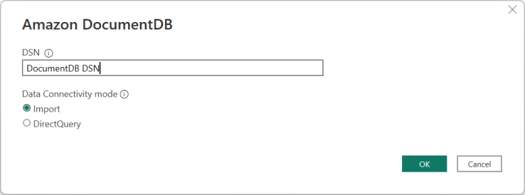 Interface showing Data Connectivity mode options for DocumentDB.