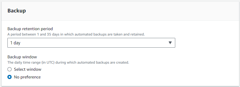 
         Screenshot of the Backup pane showing the steps to configure the cluster backup window.
        