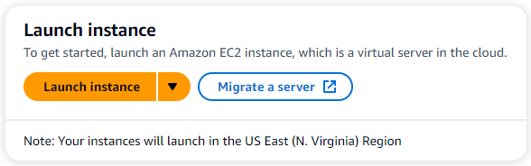 The Launch instance section on the Amazon EC2 console.