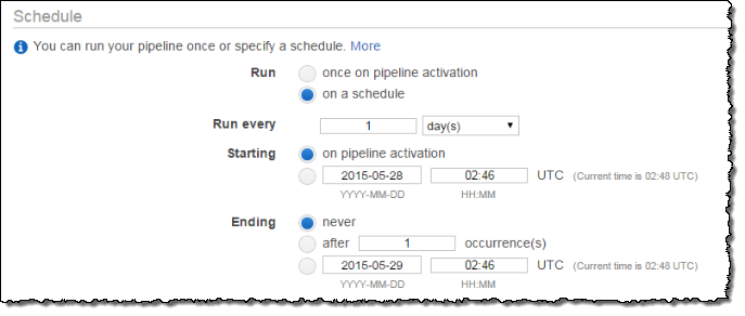 
                Screenshot showing the schedule options for Amazon EFS backup.
            