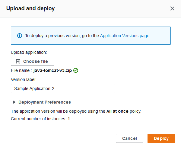 
            Upload and deploy dialog.
          