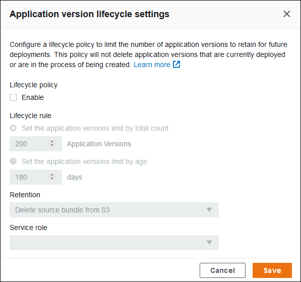 
        Application lifecycle settings
      