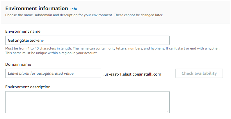 
        Environment information section of the environment wizard.
      