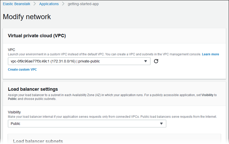 
            Modify network configuration page
          