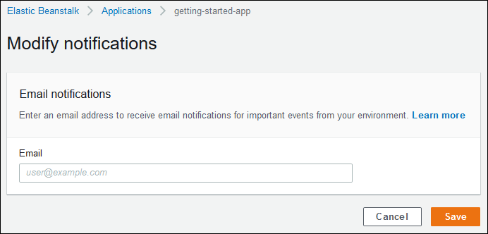 Modify notifications configuration page