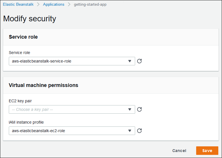 
                  Modify security configuration page
                