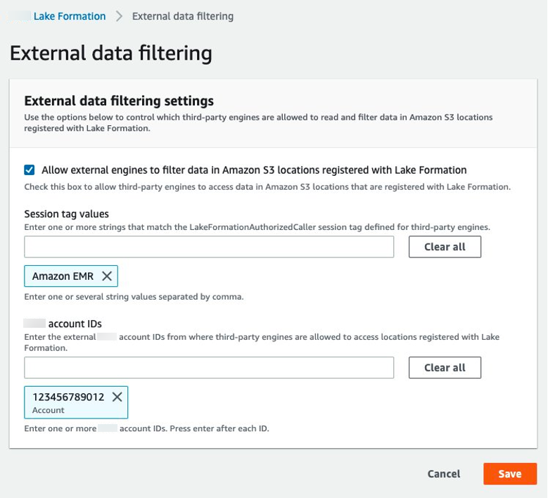 
					Lake Formation external data filtering
				