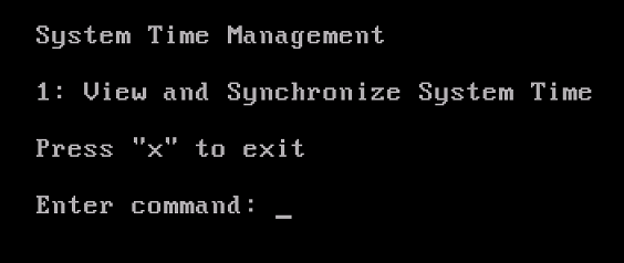 
                    gateway local console system time management screen.
                