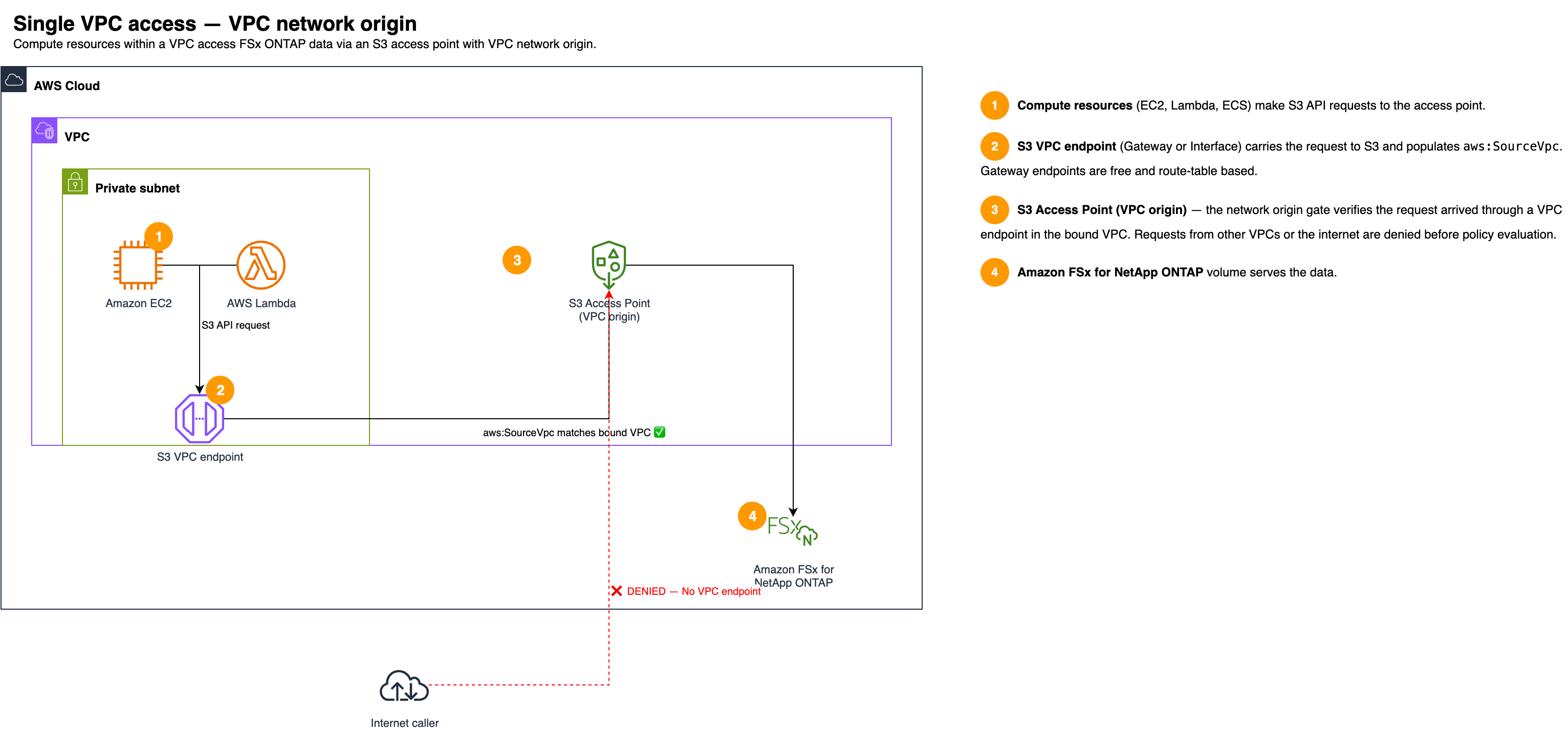 Single VPC access with VPC network origin