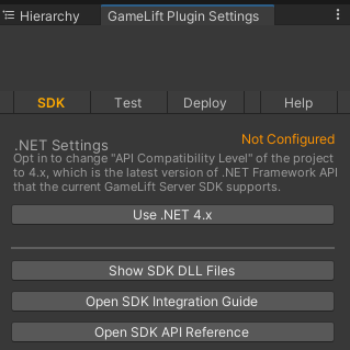 
                        Amazon GameLift plugin for Unity plugin settings menu.
                    