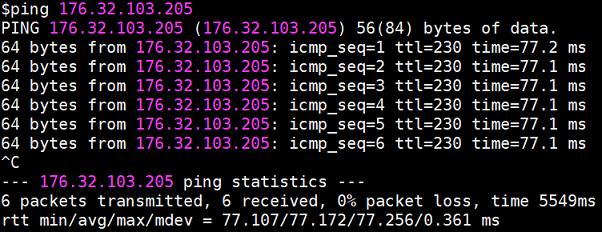 
                        Successful ping command output.
                    