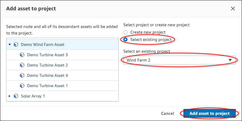
          Add assets to project dialog.
        