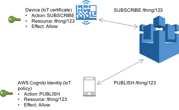 Application accessing a device with Amazon Cognito Identity.