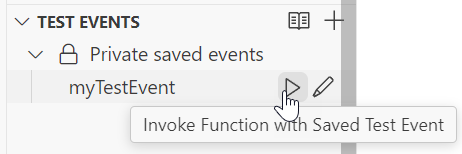 Run test event button in the Lambda console code editor