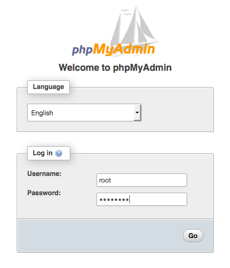 
                        Result of typing the URL of your phpMyAdmin installation is the phpMyAdmin login screen.
                    