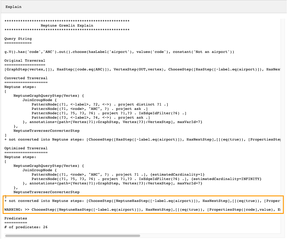 Explain API output in which not all steps can be converted.