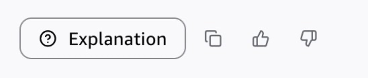An Explanation button appears at the bottom of chat answers that contain numerical claims from structured sources.