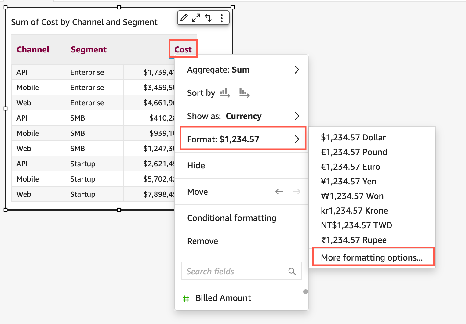Access the Format data pane in the visual.