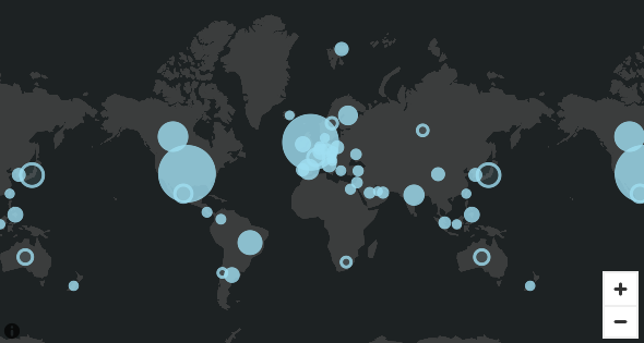 This is an example image of a map visual with the dark gray canvas base.