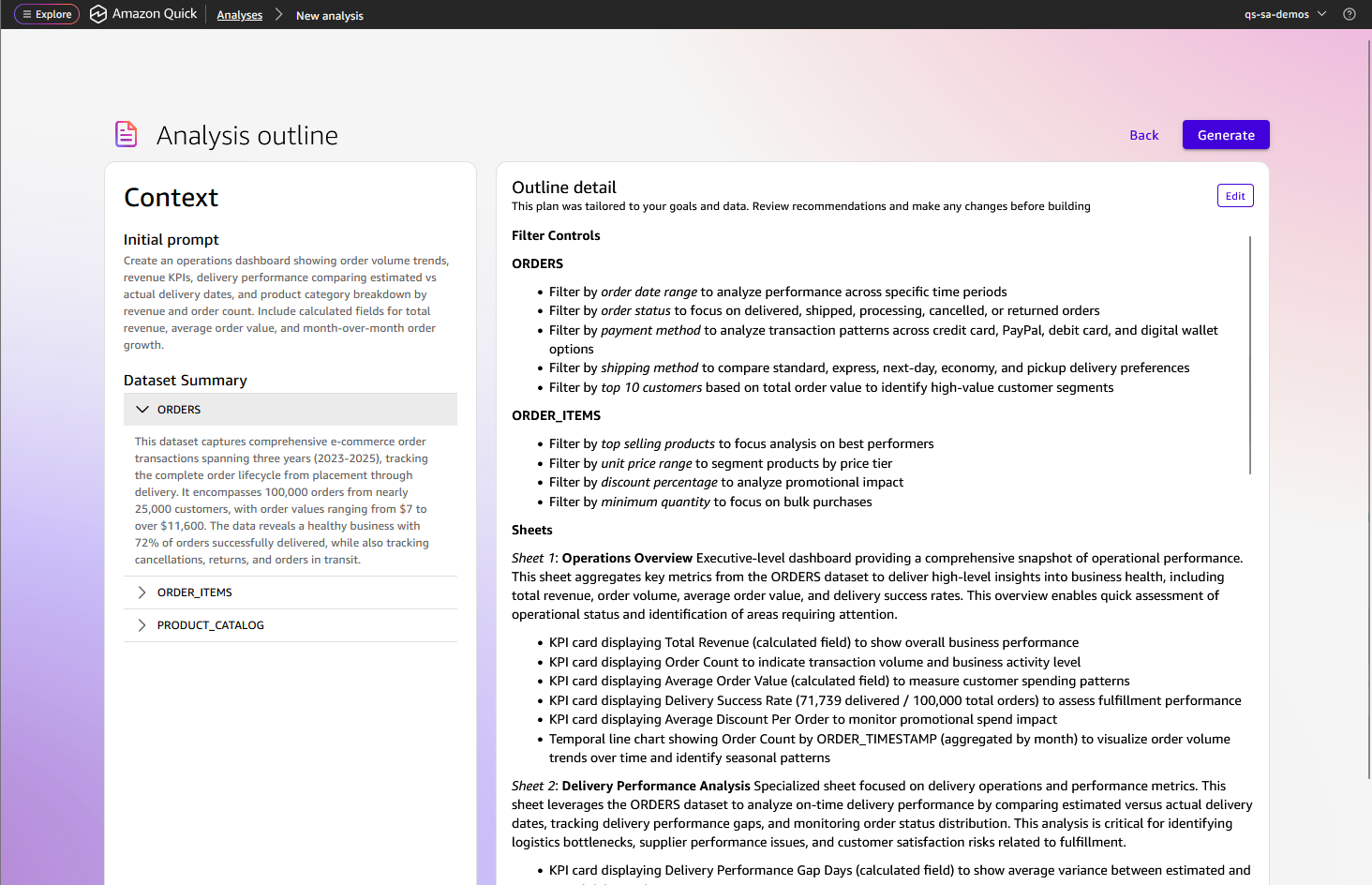 Two-pane plan view with context on left, outline details on right