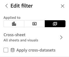 This is an image of the Edit Filter in QuickSight.