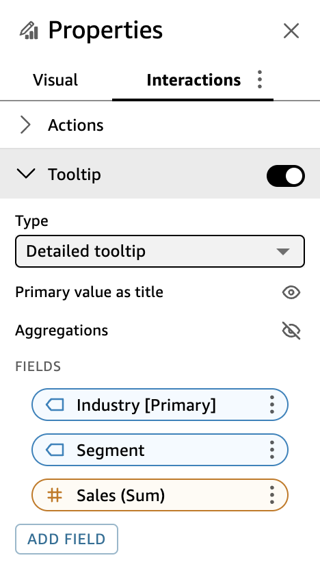 Image of the tooltip tab in the Format visual pane with all options expanded.