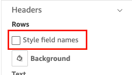Image of the style field names option in the Format visual pane.