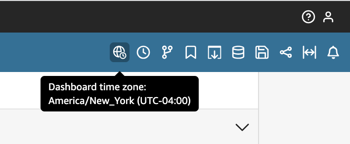 The menu at the top of an analysis page in QuickSight.