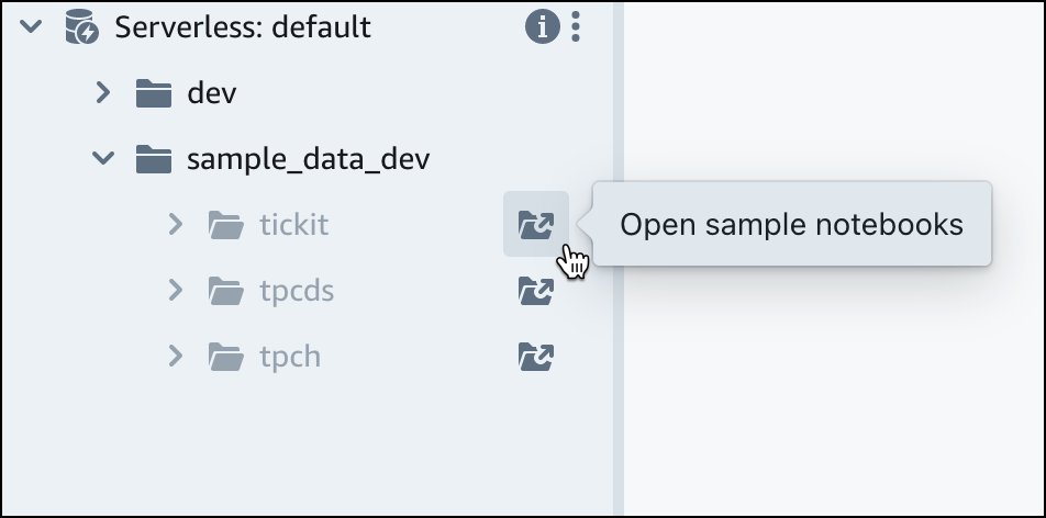 Expand the sample_data_dev database, and then choose the schema you want to load.