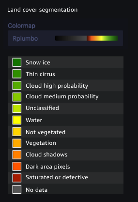 The legend for land cover segmentation mapping.