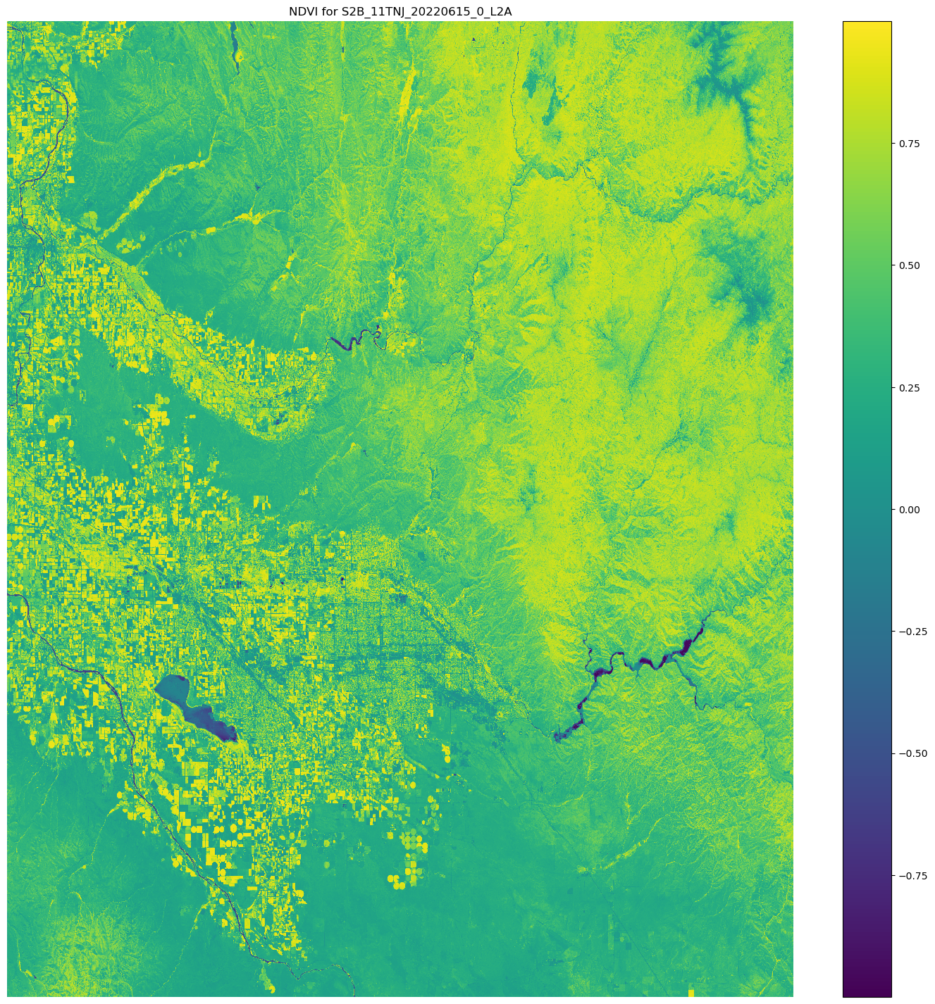 A satellite image of northern Iowa with the NDVI overlaid on top