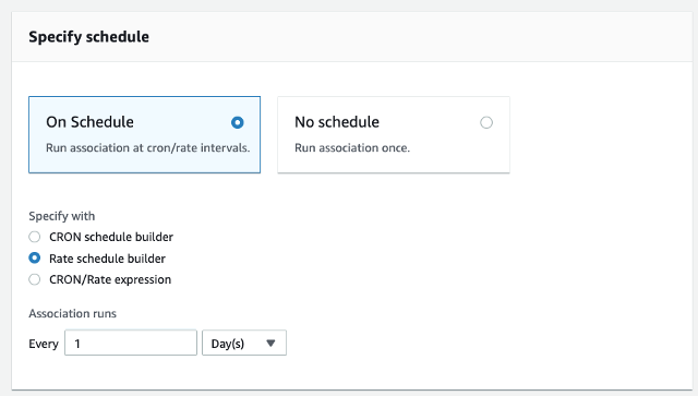 
                    The Specify schedule section
                  