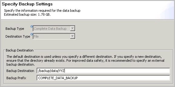 SAP HANA backup example
