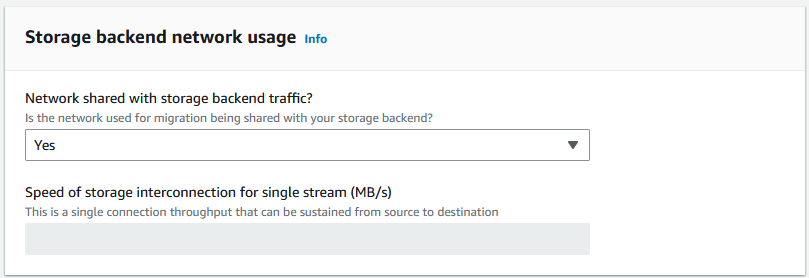 Storage back-end network usage showing the default value of yes.