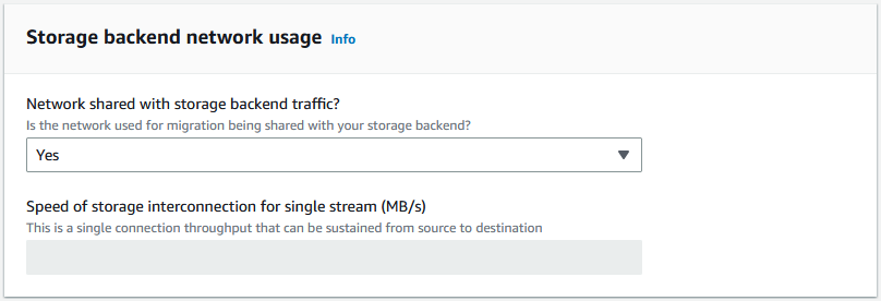 Storage backed network usage showing default value of yes.
