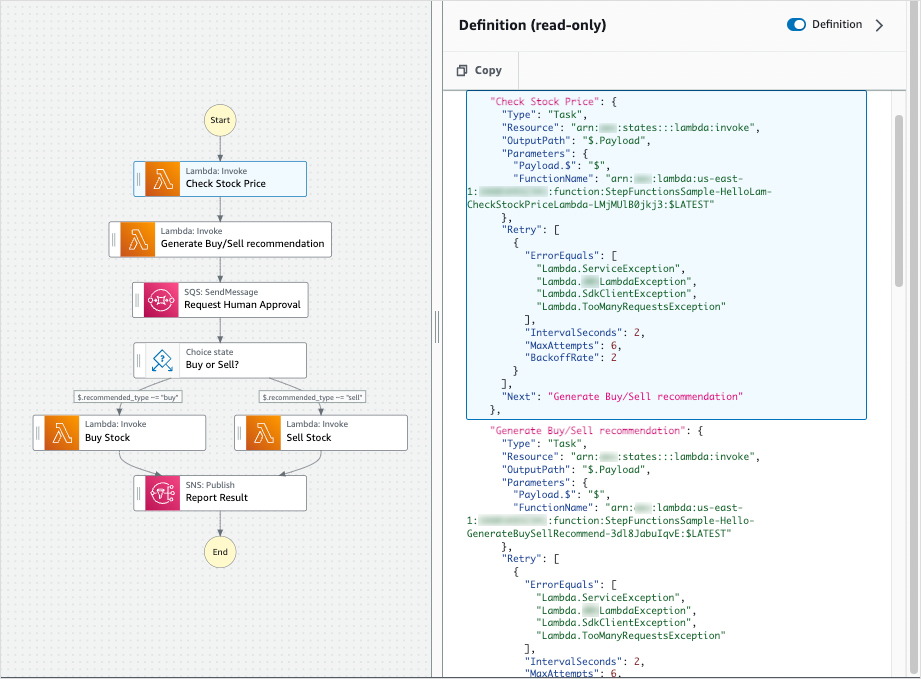 
            Workflow Studio inspector definition panel
          