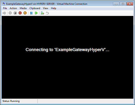 Microsoft Hyper-V virtual machine connection screen connecting to Storage Gateway VM.