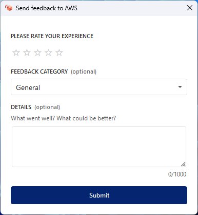 The feedback form for sending feedback to Amazon in the new client experience.