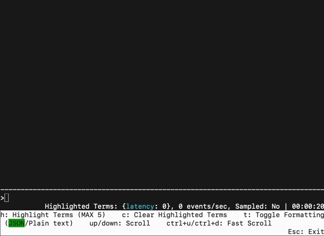 A short video that shows log events appearing on the screen during a Live Tail session.