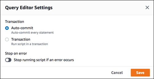 Query Editor Settings.