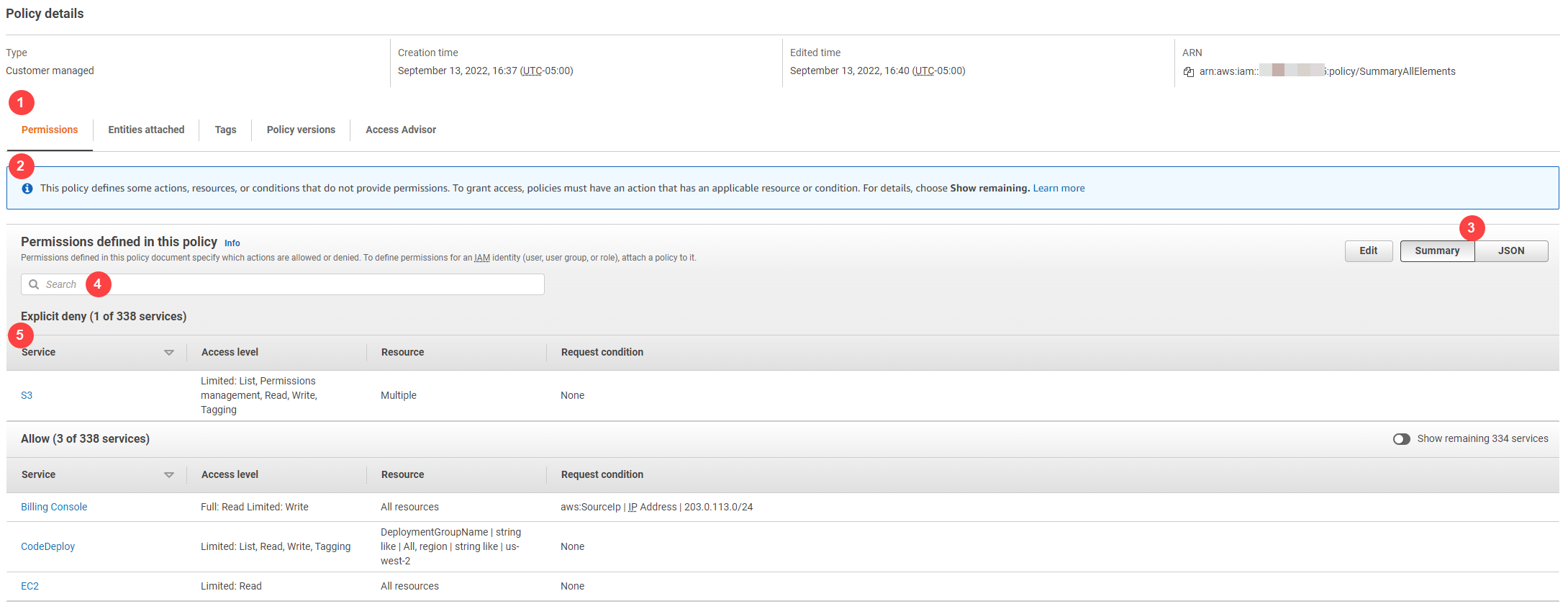Policy summary dialog image.