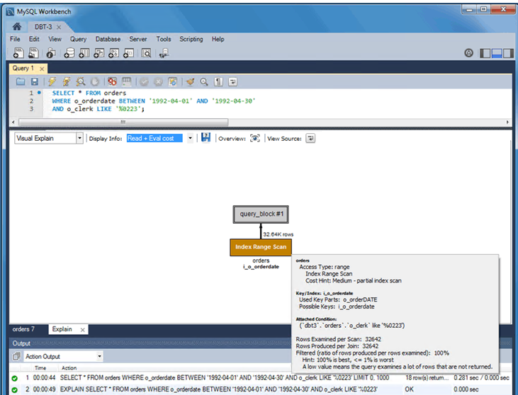 MySQL Workbench graphical run plan