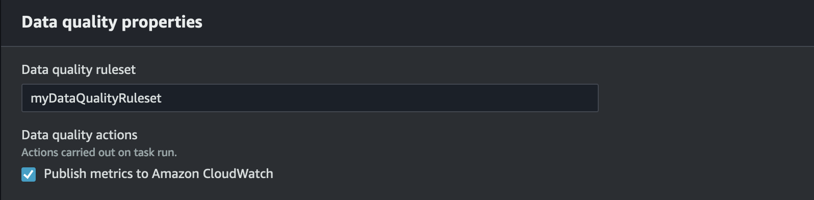 Data quality properties in Amazon CloudFormation