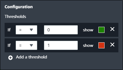 A sample status widget threshold configuration.
