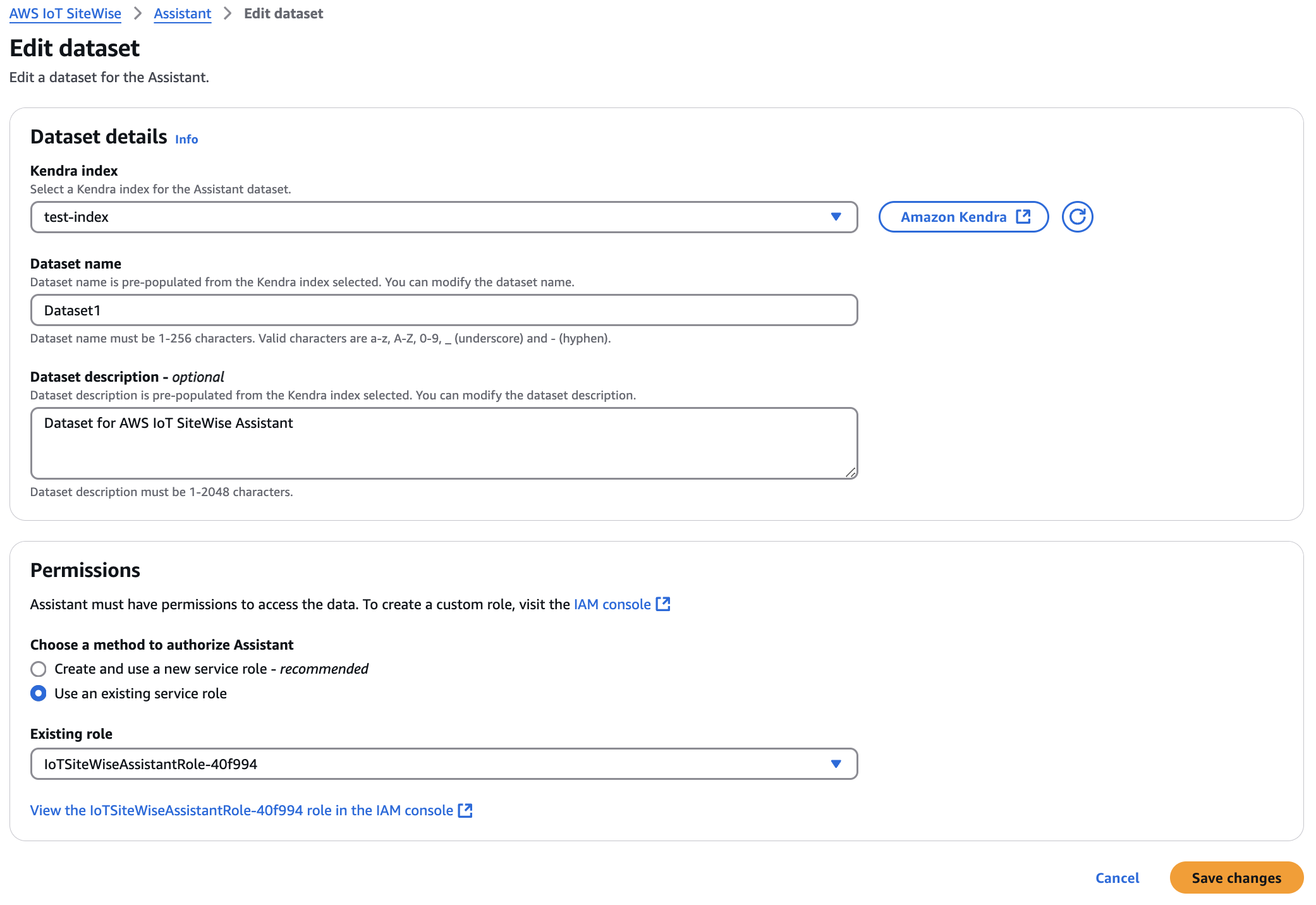 Editing a dataset final picture in the Assistant page of the console